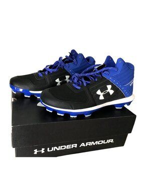 Under Armour Youth Baseball Cleats Size 11.5 Black & Blue Synthetic